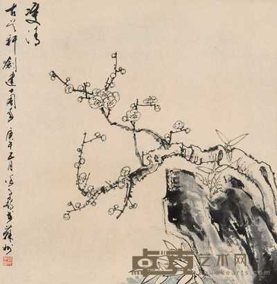 徐子鹤 1990年作 双清 镜片 66×66cm